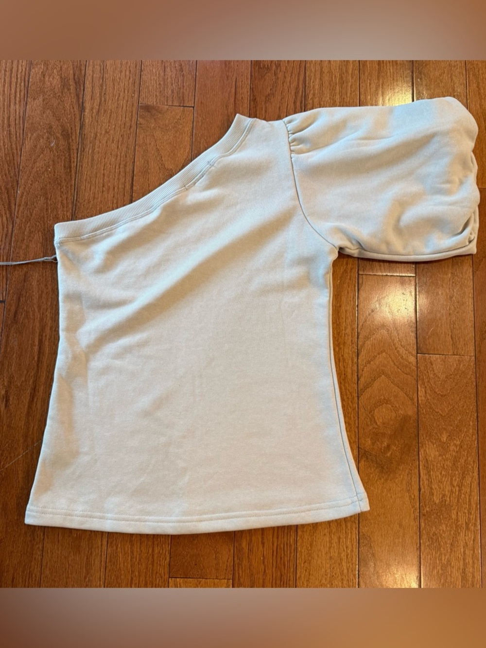 NWT Tart Oat‎ One Shoulder Puff Sleeve Top | Neutral Beige | Size Small